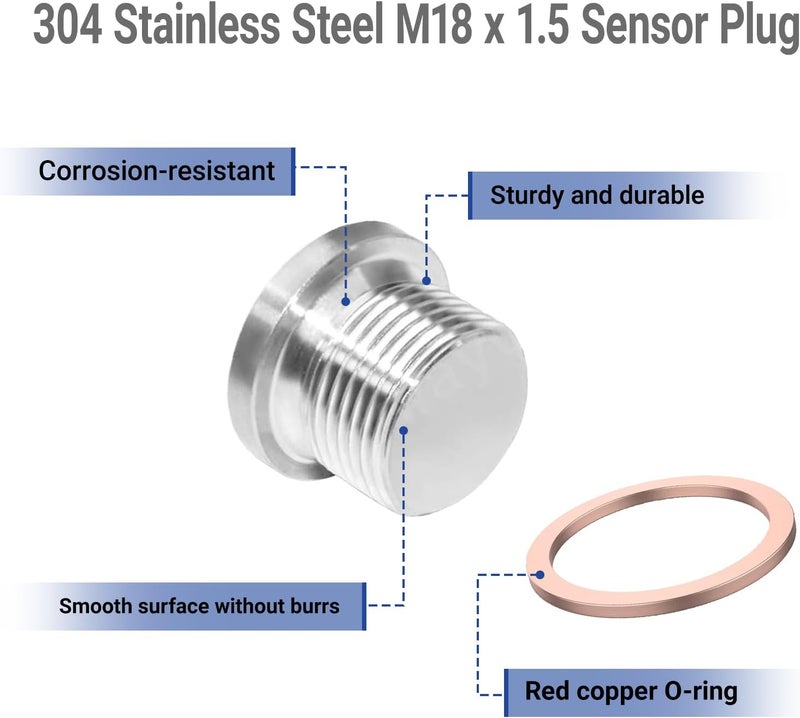 Olivia & Oliver 304 Stainless Steel Sensor Plug,M18x1.5 Universal Fit Inner Hex Head Pipe Fitting Bung,Pack of 2 - Image 4